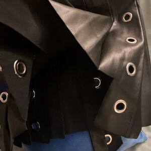 Off-White Black Mini Skirt with Silver Eyelets